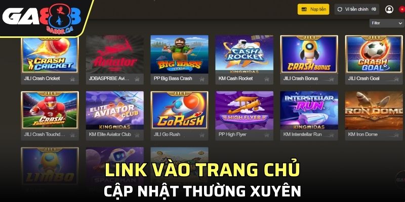 Link vào trang chủ cập nhật thường xuyên