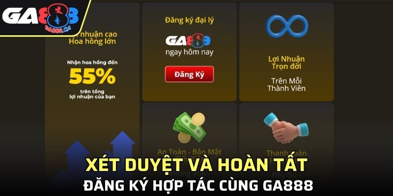 Xét duyệt và hoàn tất đăng ký hợp tác cùng GA888